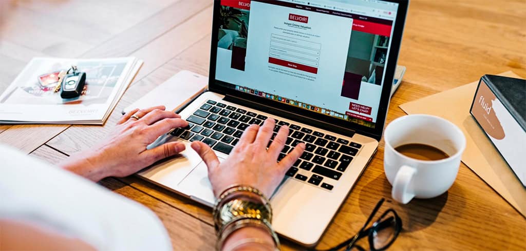 A person filling the Belvoir Group website contact form