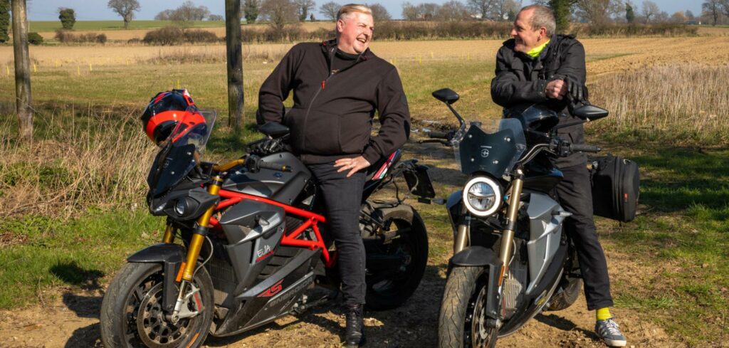 Belvoir’s Franchise Director, Ian Maclean and Andy Soloman on motorcycles