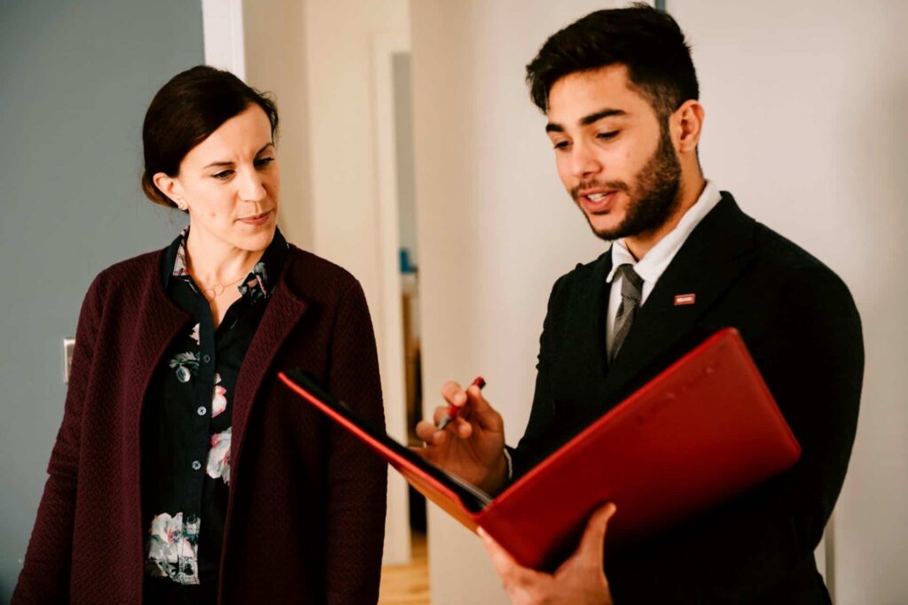 Estate agent at a property viewing